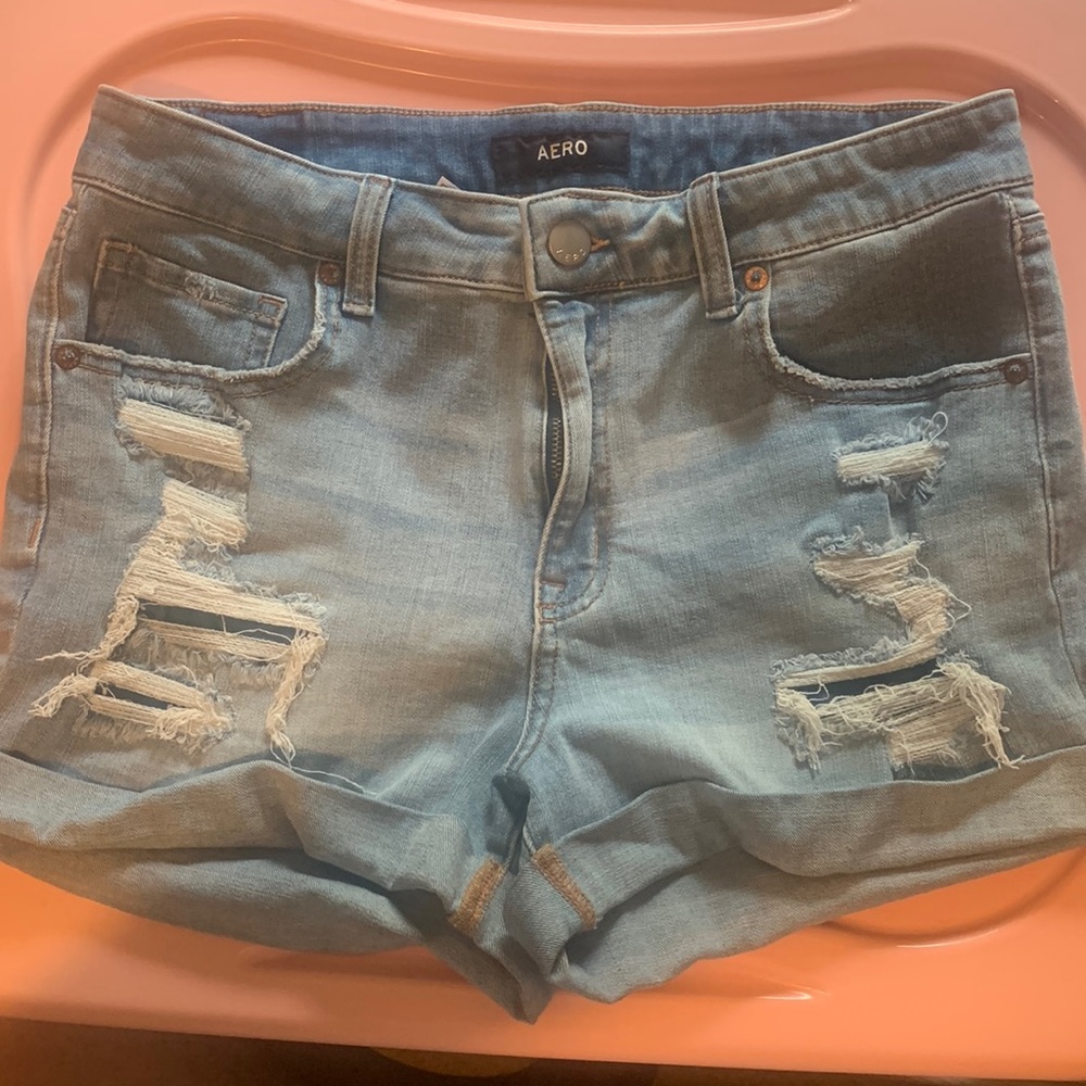 Aeropostale Jean Shorts Light Wash High Rise Midi